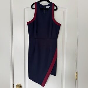 Tobi Asymmetrical Navy and Burgundy Dress